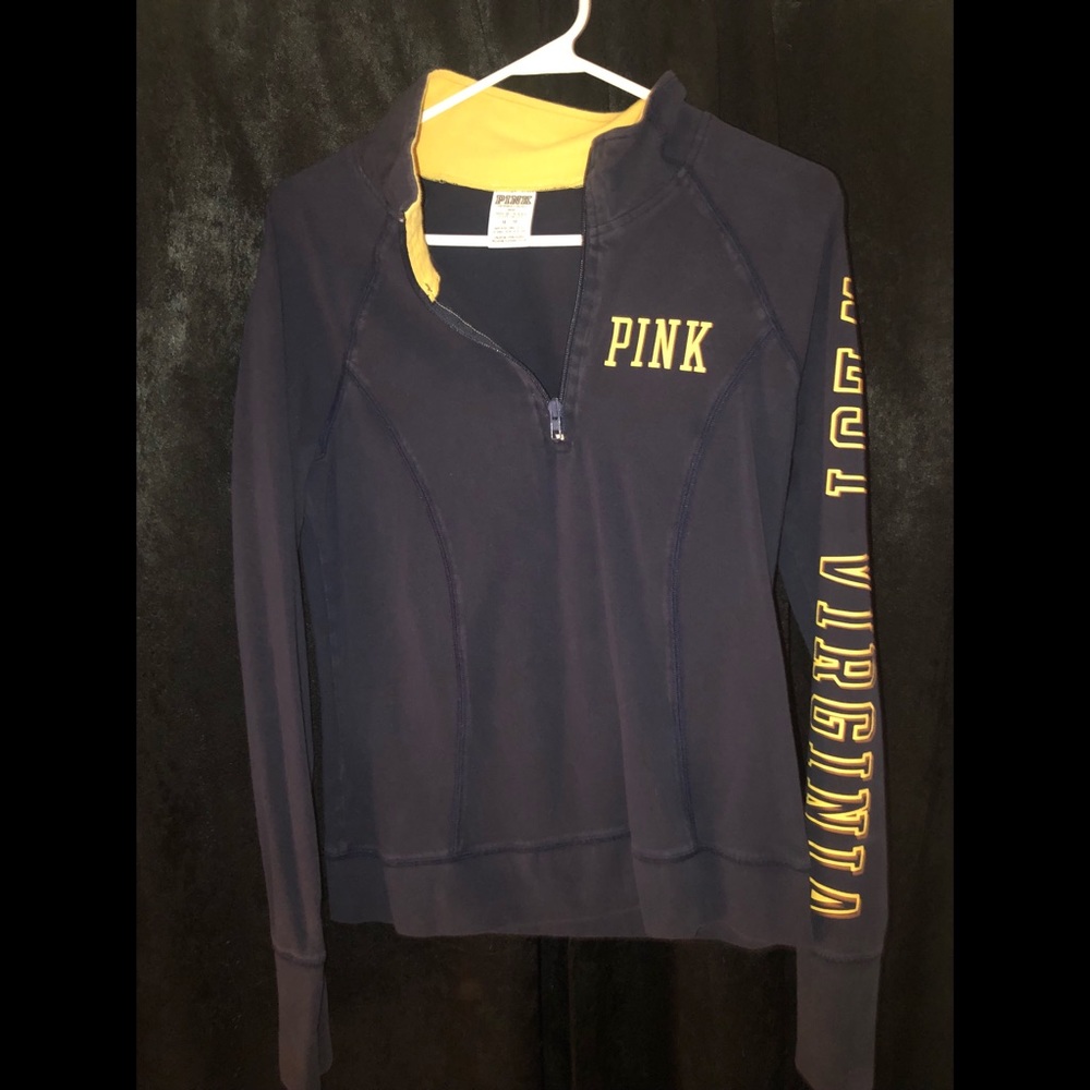 PINK West Virginia University half zip pullover